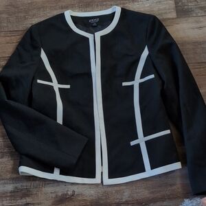 Kasper Women's Black Blazer with White Accents